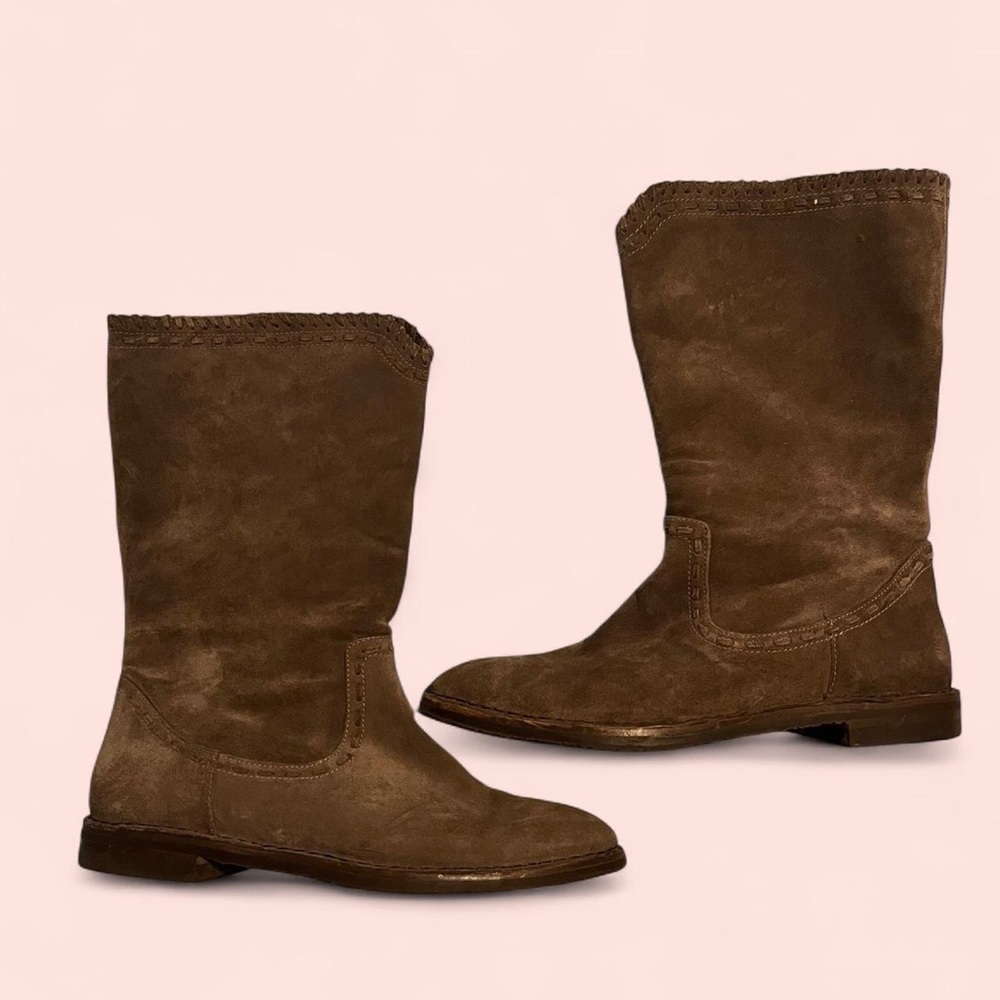 Gray Suede Western Boots
